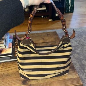 Brown and black striped Dooney & Bourke shoulder bag